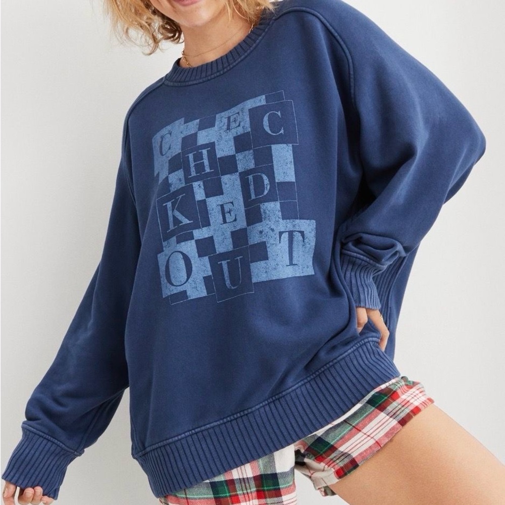 Aerie Navy Graphic Sweatshirt